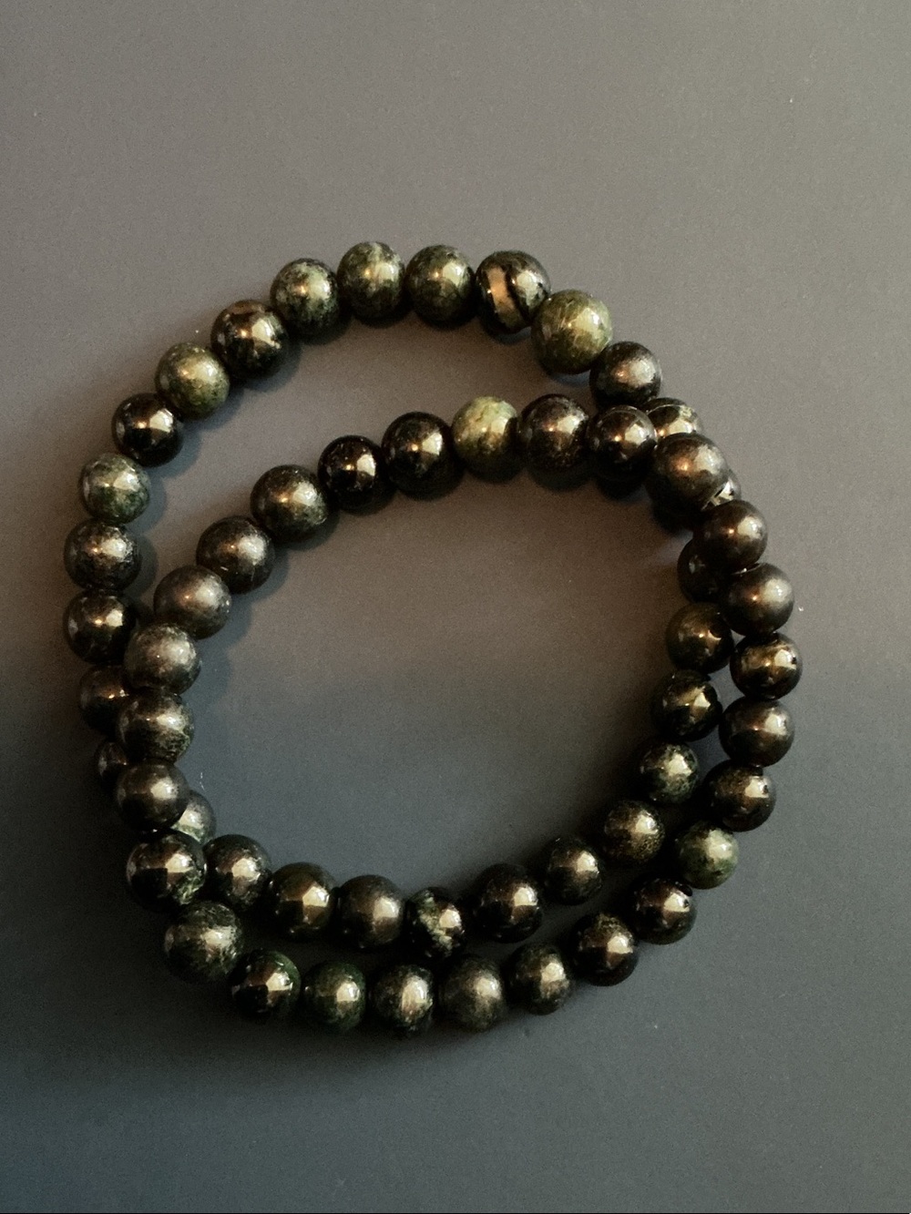 Green and Black Beaded Stretch Bracelet - Women Jewelry